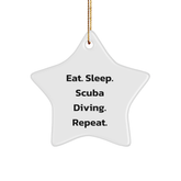 Scuba Diving Gifts from Friends, Funny Star Ornament for Scuba Diving Lovers, Eat. Sleep. Scuba Diving. Repeat. Christmas Unique Gifts for Him or Her - Image 1